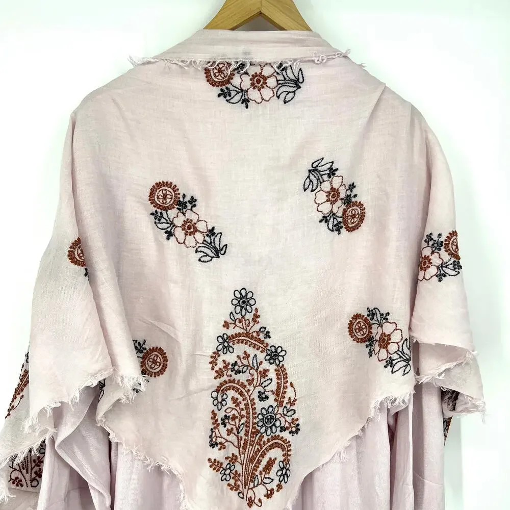J. Jill Womens Pink Cardigan Sweater and Matching Paisley Print Shawl Scarf XL